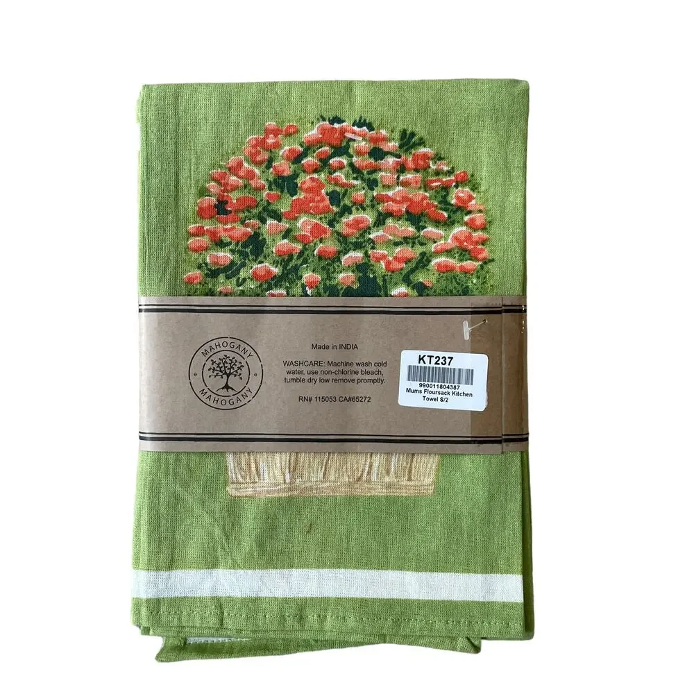 Mahogany Fall Mum Flour Sack Kitchen Towel Set of 2 Cotton 20x30 New